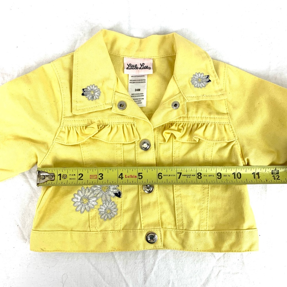 Darling Little Lass Yellow Jean Jacket with Purple Butterfly Skirt 24 months - Picture 9 of 9